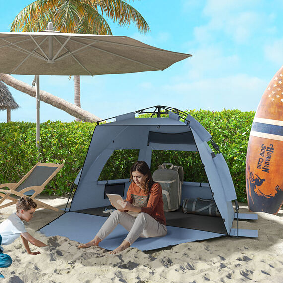 Outsunny UPF15 Pop Up Beach Tent for 2-3 Person