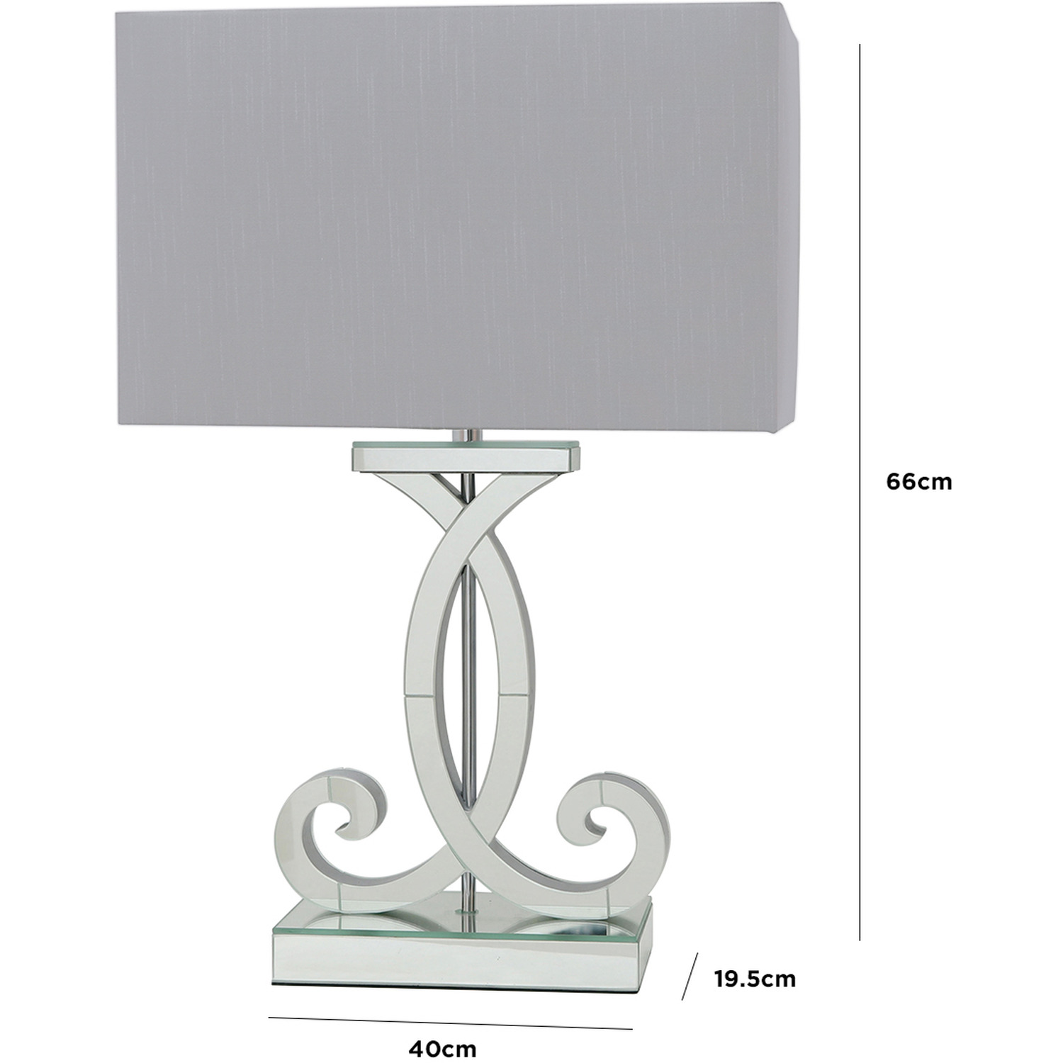 Glass Table Lamp With Faux Silk Shade - Smoked Mirror