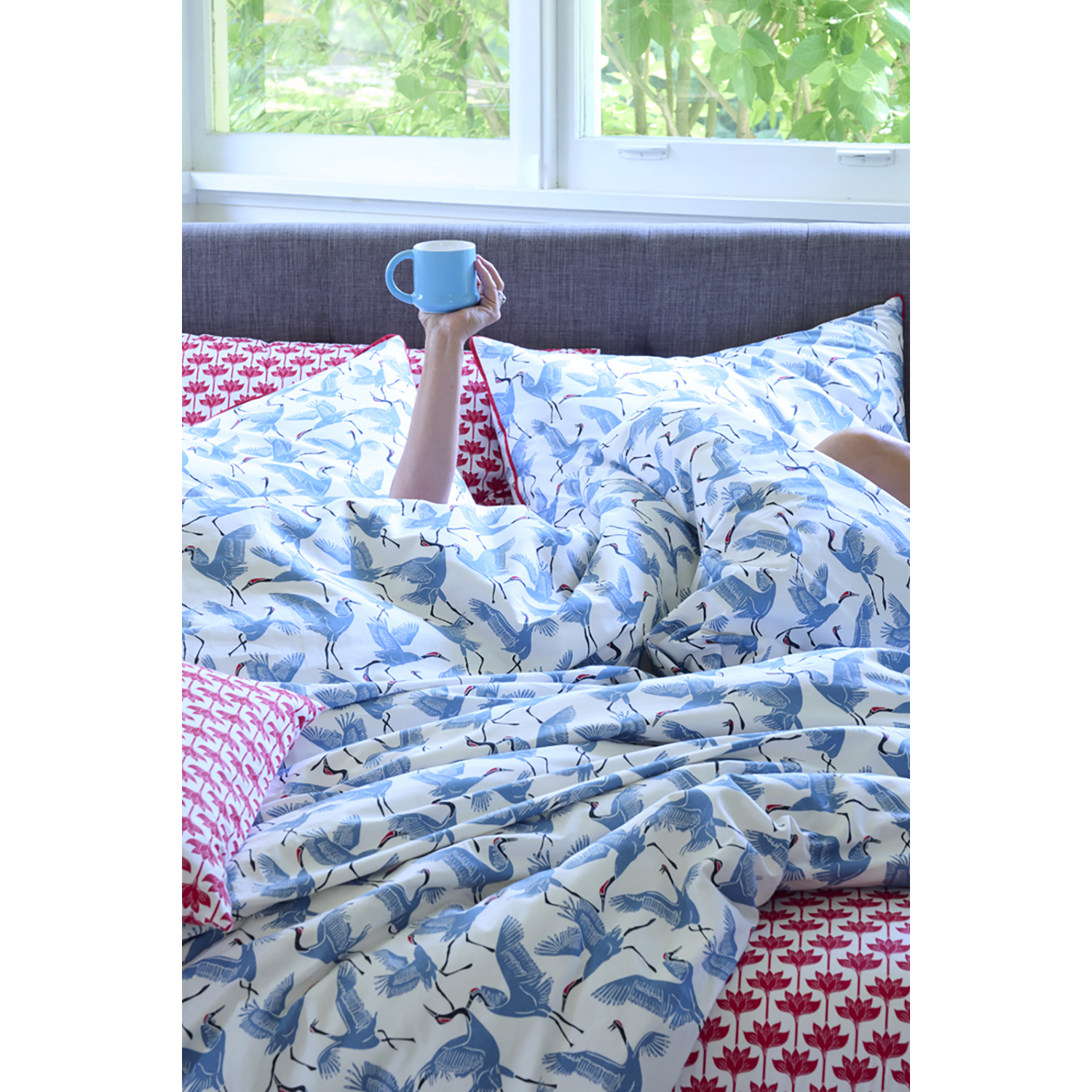 Martex Family Of Cranes Duvet Cover Set - Blue Single
