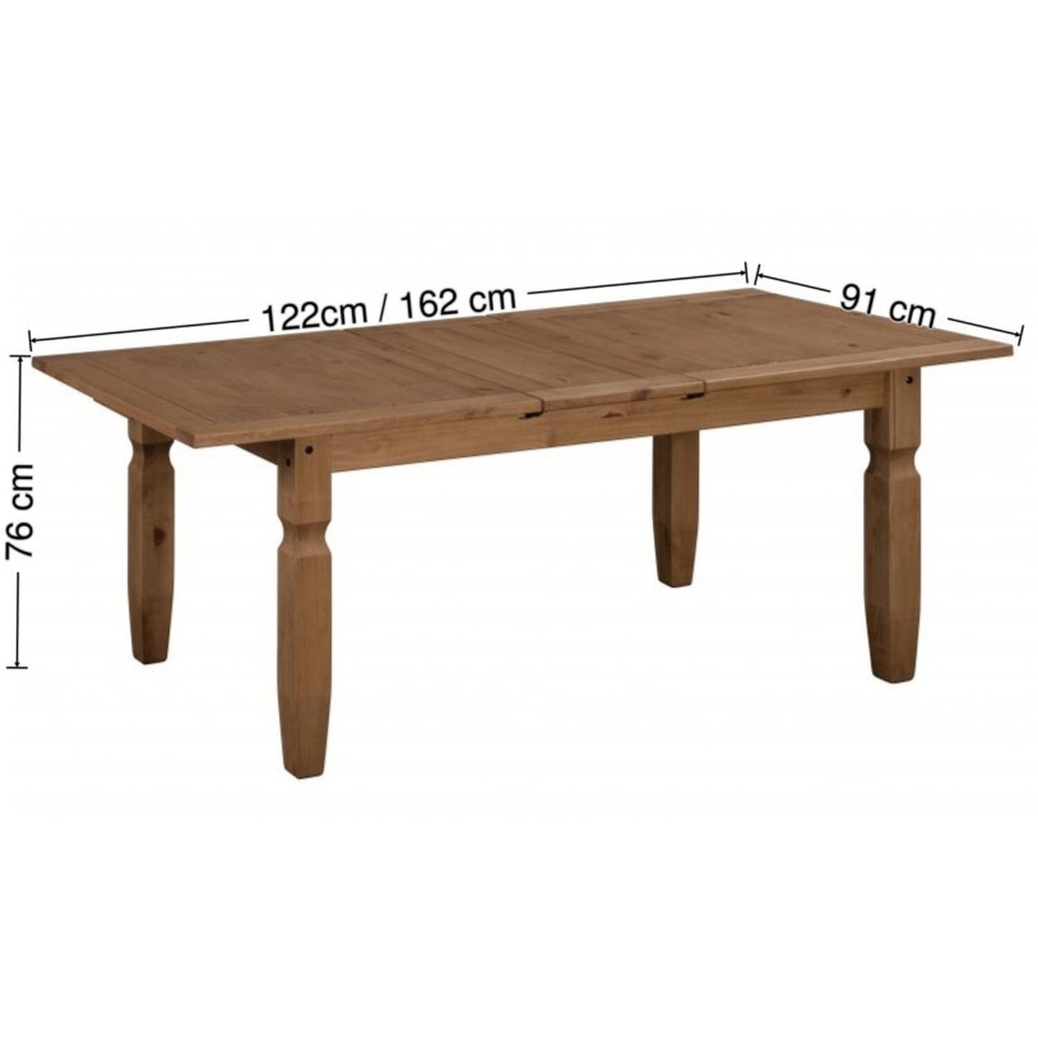 Corona Small Extending Dining Table 4 Chairs Set Solid Wood Mexican Pine Wooden - Antique Wax