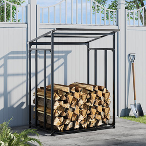 Breeins Metal Frame Firewood Rack with Cover