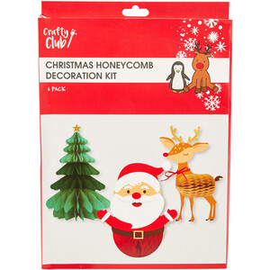Pack of 6 Christmas Honeycomb Decorations