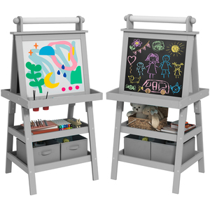 Grey AIYAPLAY Double-Sided Art Easel for Kids w Paper Roll shot 6165336