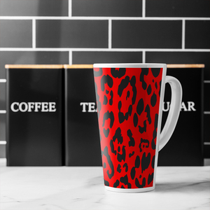 Red Leopard Print Latte Mug