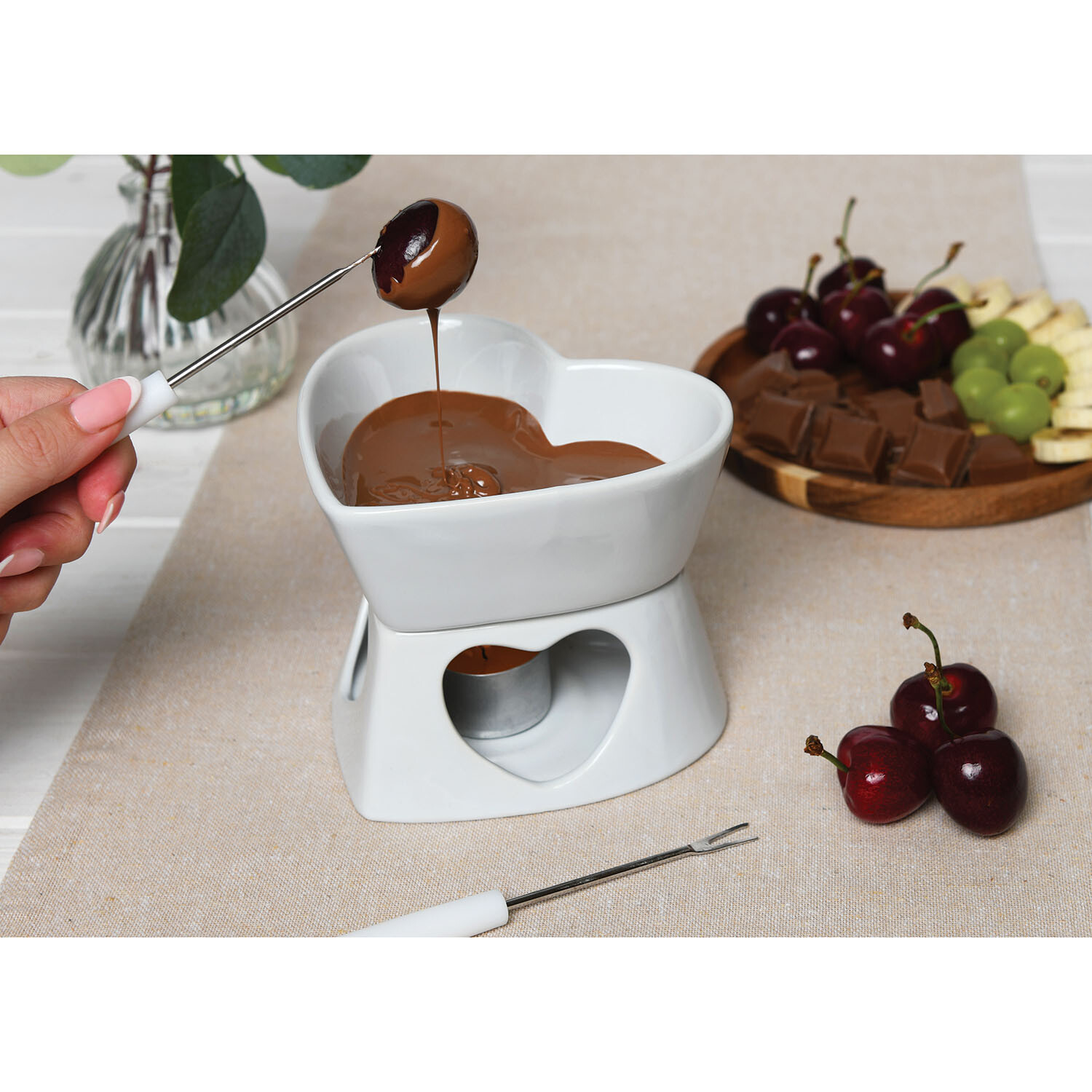 Image of Valentines Fondue Set - White
