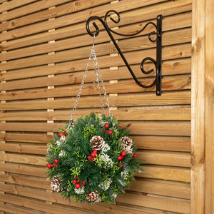 Christmas Ball with Berries, Pinecones and Hanging Hook