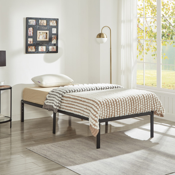 Metal Bed Frame with Modern Black Finish