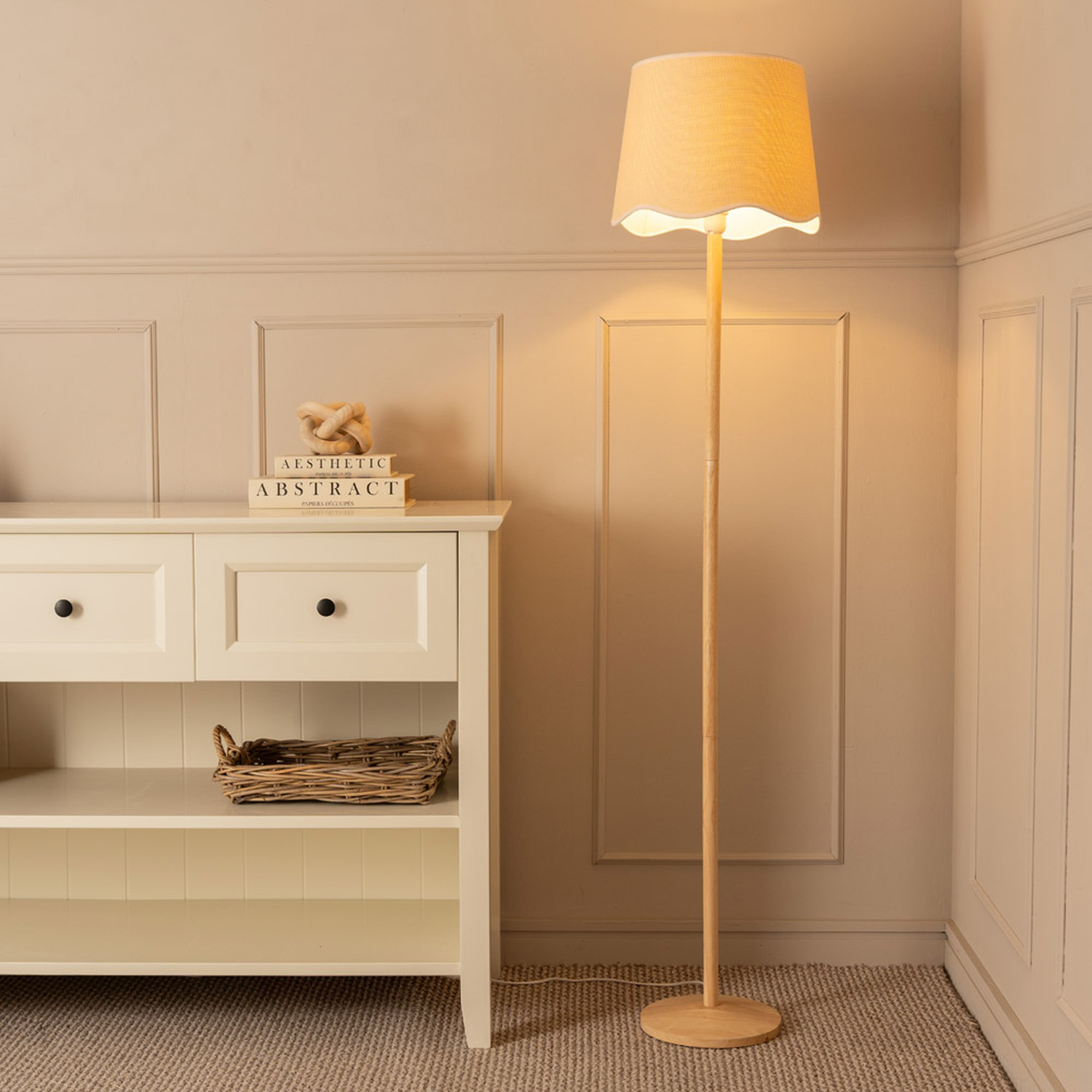 Image of Triston Wood Floor Lamp with Scallop&hellip;