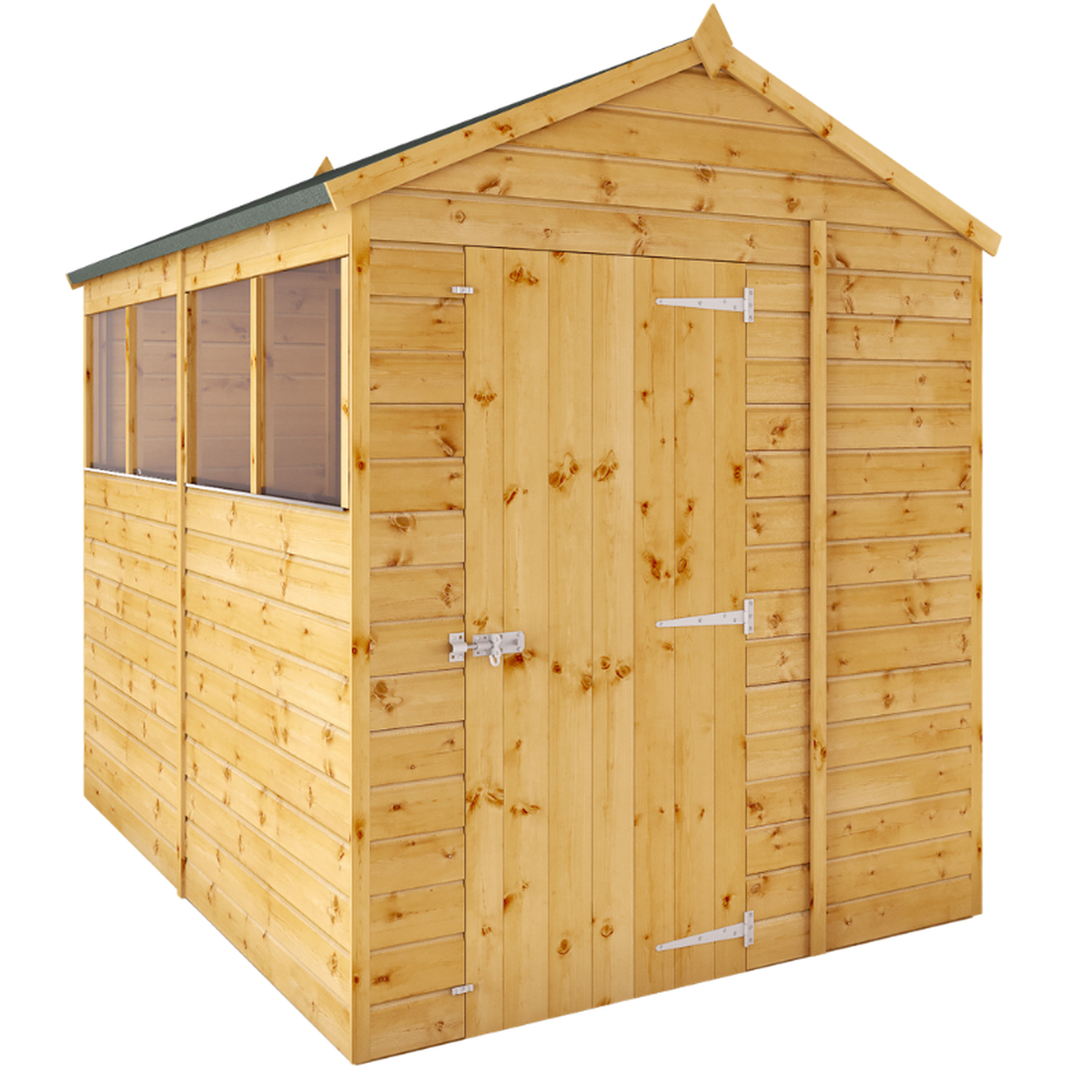 8ft x 6ft Shiplap Apex Modular Wooden Garden Storage Shed - Brown