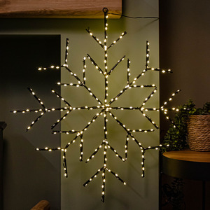 Hanging Christmas Snowflake with 250 LEDs in Warm White