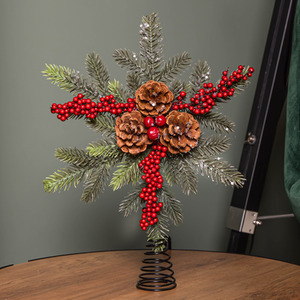 Christmas Tree Topper with Berries and Pinecones
