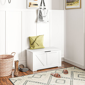 HOMCOM 100L Wooden Storage Chest with Safety Hinges