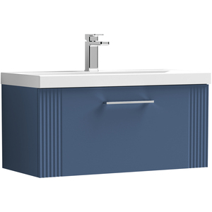 1 Drawer Wall Hung Vanity Unit MidEdge Basin Blue 800mm