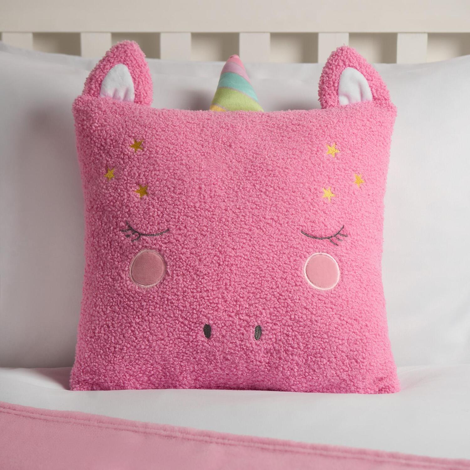 Kids Unicorn Boucle Scatter Cushion - Pink