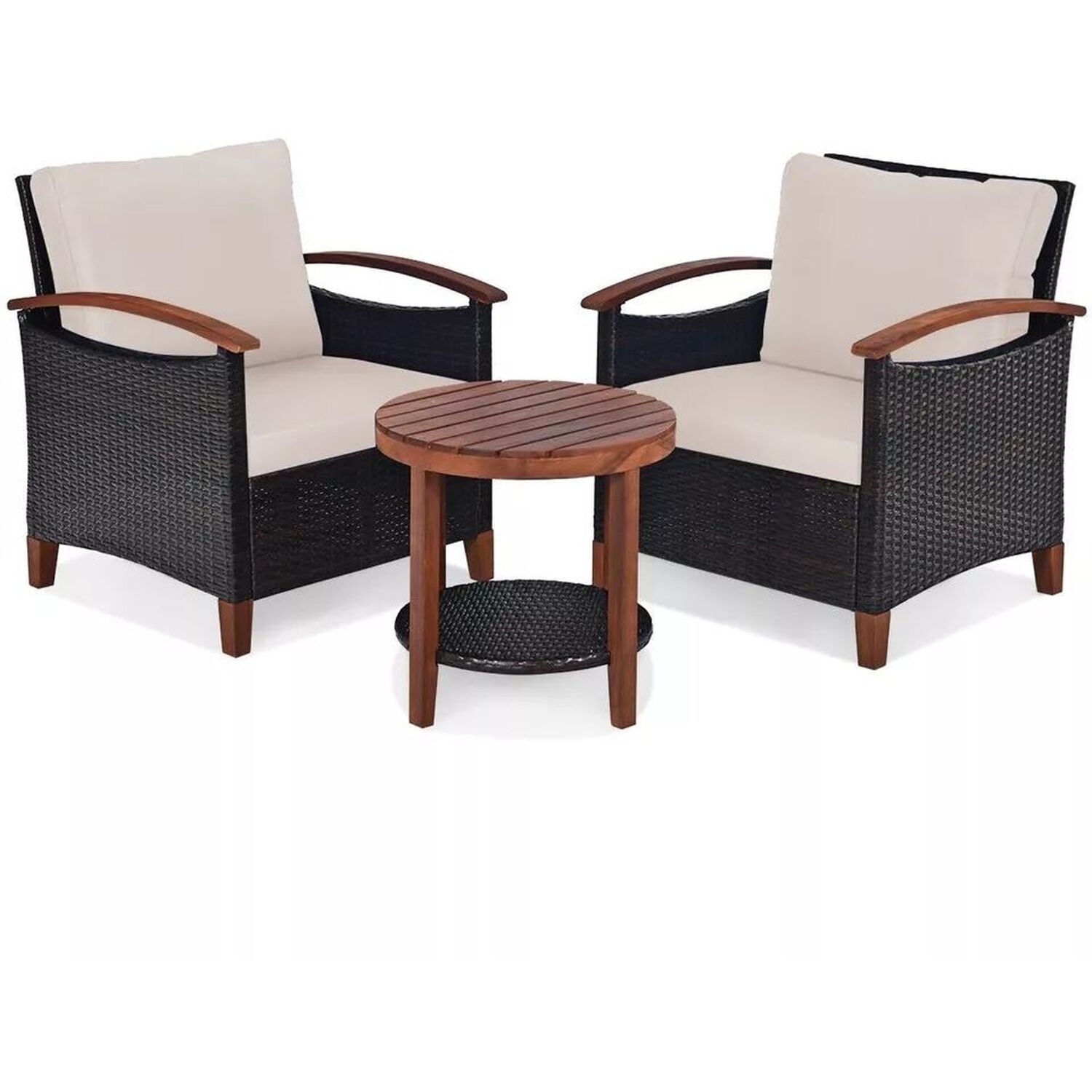 Rattan Chair And Coffee Table Bistro Set - White
