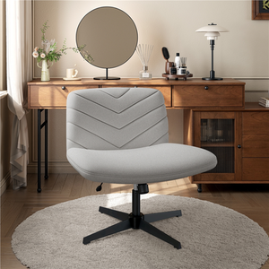Light Grey Yaheetech Swivel Wide-Seat Makeup Chair Desk Chair for Home Office shot 7791939