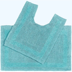 Aqua Luxury Reversible Cotton Bath Mat Set shot 7826291