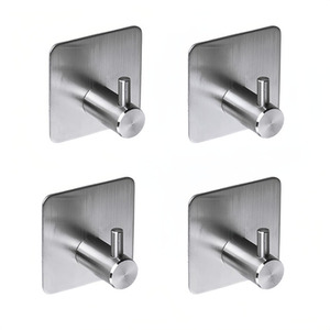 Adhesive Wall-Mounted Stainless Steel Hooks