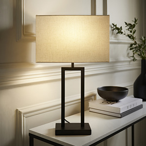 Gloria Double Stem Table Lamp with Rectangular Shade and LED Bulb