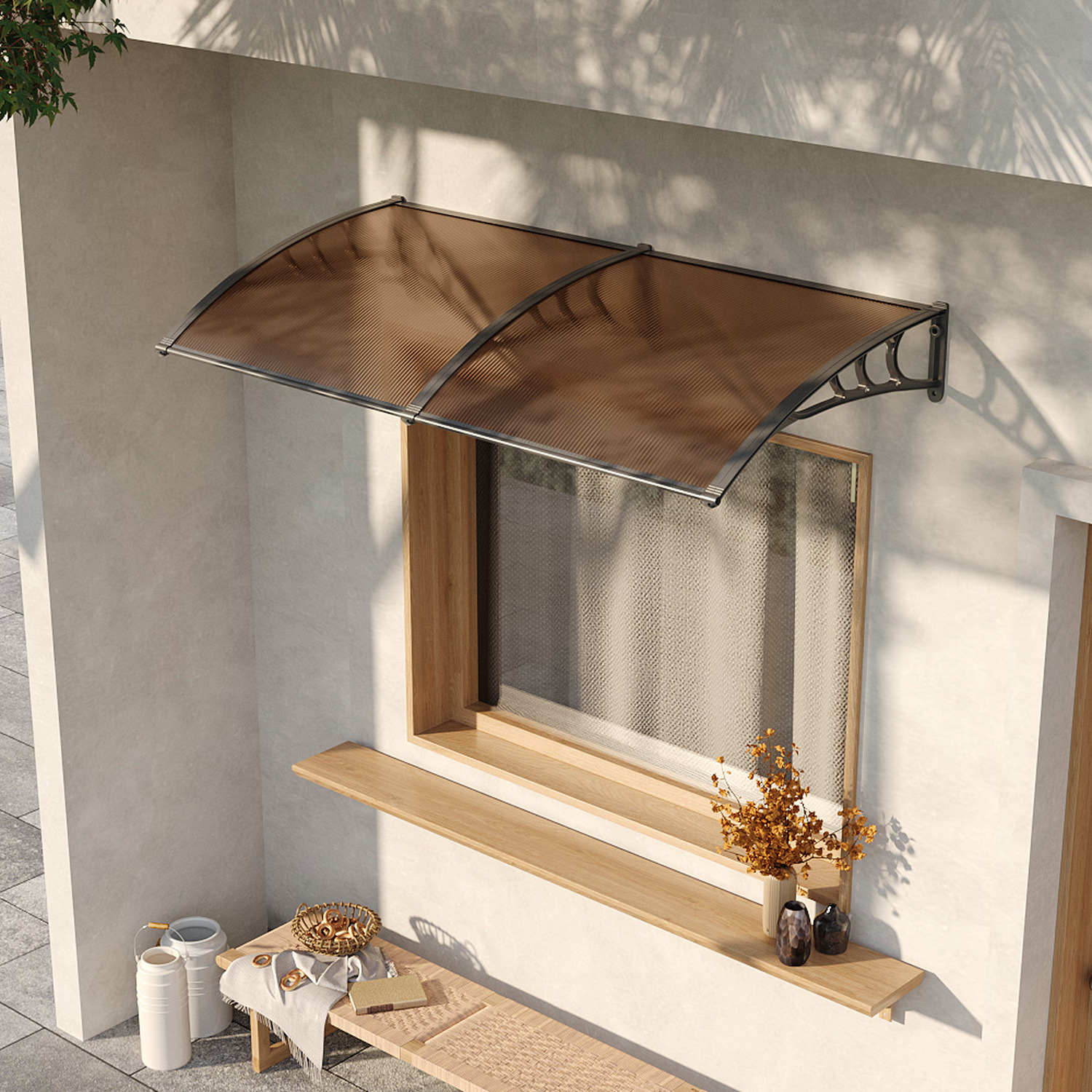 Image of Curved Overdoor Awning Rain Canopy -&hellip;