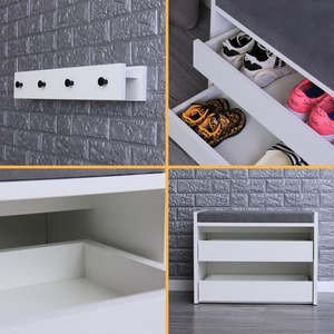 Shoe Racks Storage Bench with Wall Mounted Coat Stand