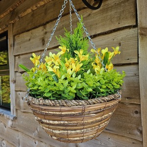 Best Artificial Large 14 inch Mini Daffodil Flower Hanging Outdoor Garden Basket