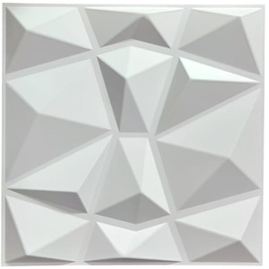3D PVC Wall Panel Faceted Diamond Design White Size 500x500x1mm Pack of 4