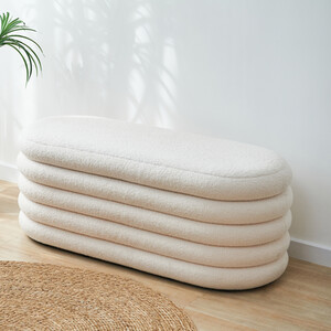 Cream Boucle Storage Ottoman