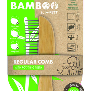 MPets Bamboo Regular Comb with 16 Rotating Teeth
