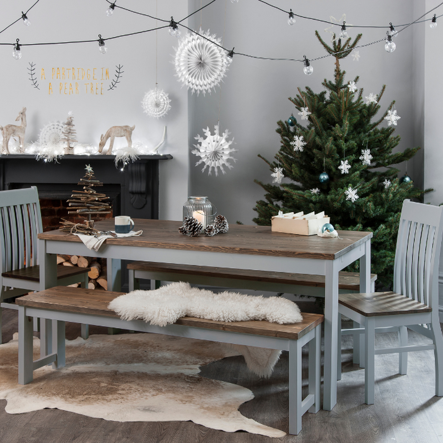 Nordic Dining Table - Grey Dark Pine