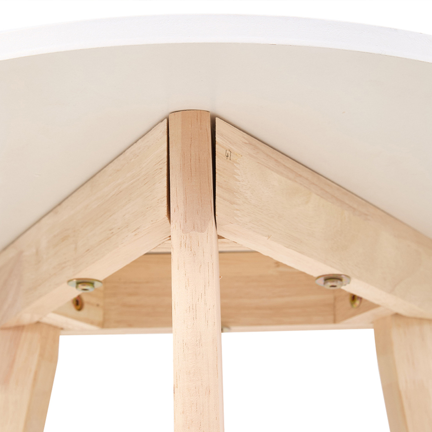 Round Wooden Coffee Side Table - White