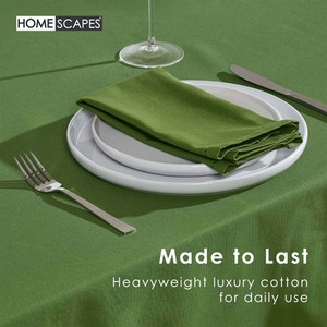 Olive Plain Cotton Round Tablecloth shot 9903323