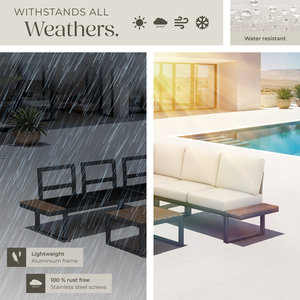 Garden Furniture Set Eliar - Corner Sofa, Table, Aluminium Frame, Thick Cushions