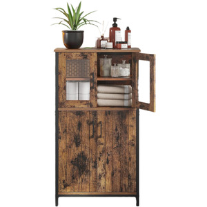 Brown Storage Cabinet with Glass Doors