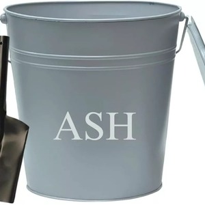 15L Ash Bucket with Shovel and Lid Metal Fireside Ash Container Fireplace