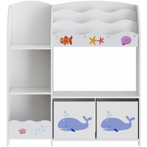 Anya Kids White Sealife Design Bookcase Shelf Toy Organiser