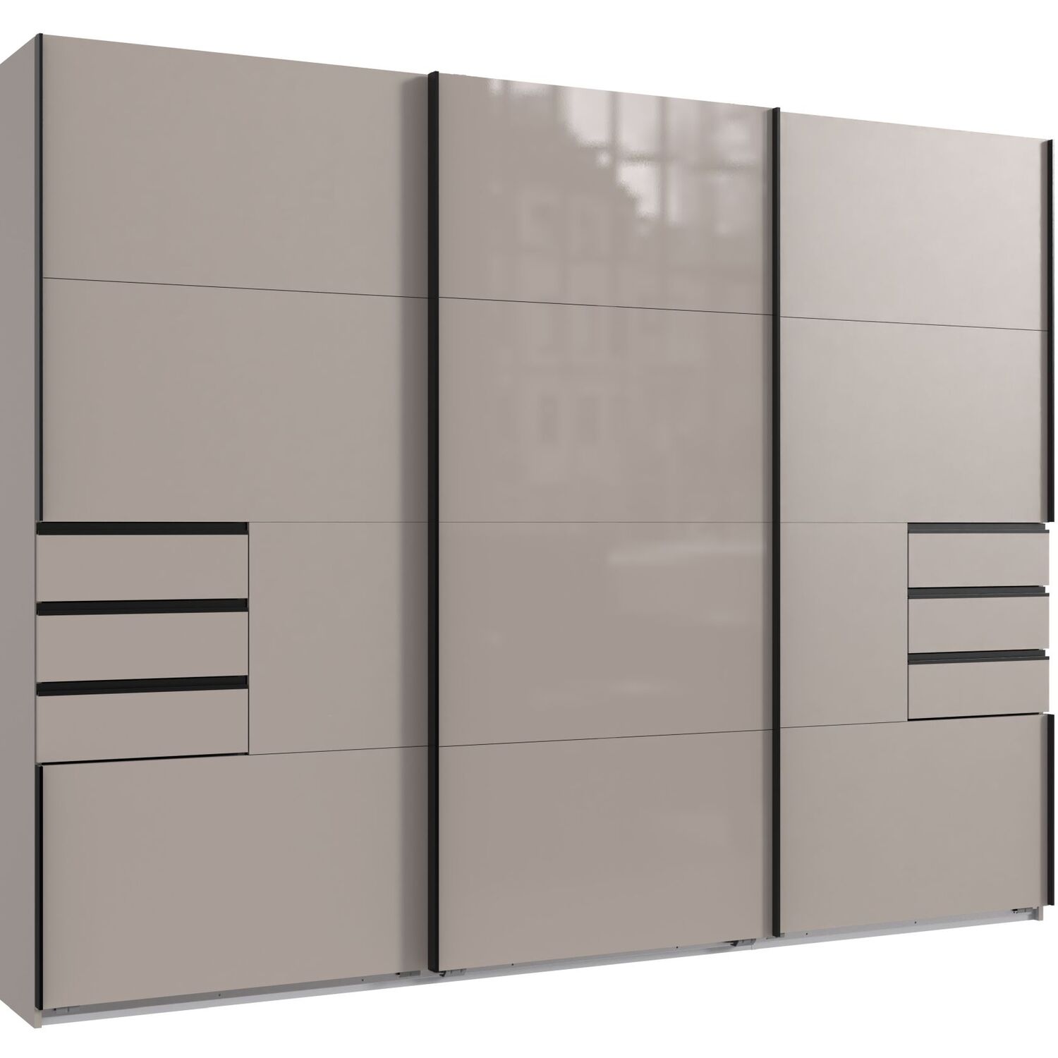 Saigon Solo Sliding Wardrobe - Grey 270cm Grey