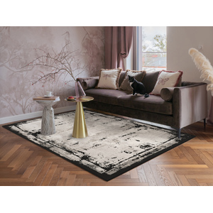 Mayfair Living Room Area Rug Metallic Sheen Contemporary Modern Frame Design
