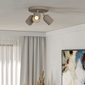 Eglo Tilston Steel Minimalist Triple Ceiling Spotlight, Sandy