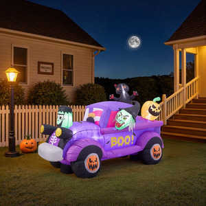 Lifeideas 5FT Halloween Witch Car Inflatable with LED