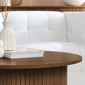 Walnut Round Fluted Coffee Table Brown Axel Birlea shot 10910939