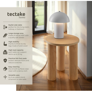Side Table Sisi, Round, Solid Wood Legs, Rustic Look
