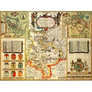 Huntingdonshire Historical Map 1000 Piece Jigsaw Puzzle (1610)