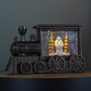 Light up LED Christmas Train Water Spinner with The Snowman and Snowdog