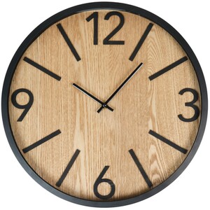 Black and Wood Effect Wall Clock