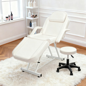 Adjustable Beauty Salon Bed with Height-adjustable Stool