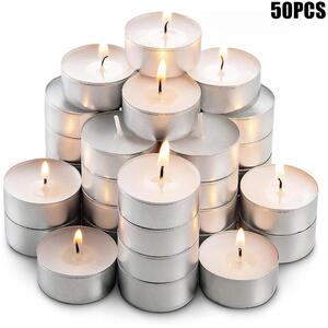 Unscented Tea Light Candles Pack of 50 Smokeless Burn
