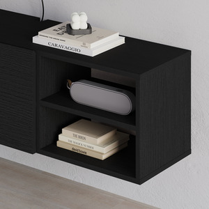 Black Wood Decortie Modern Floating TV Stand for 50 Inch TVs shot 11290206