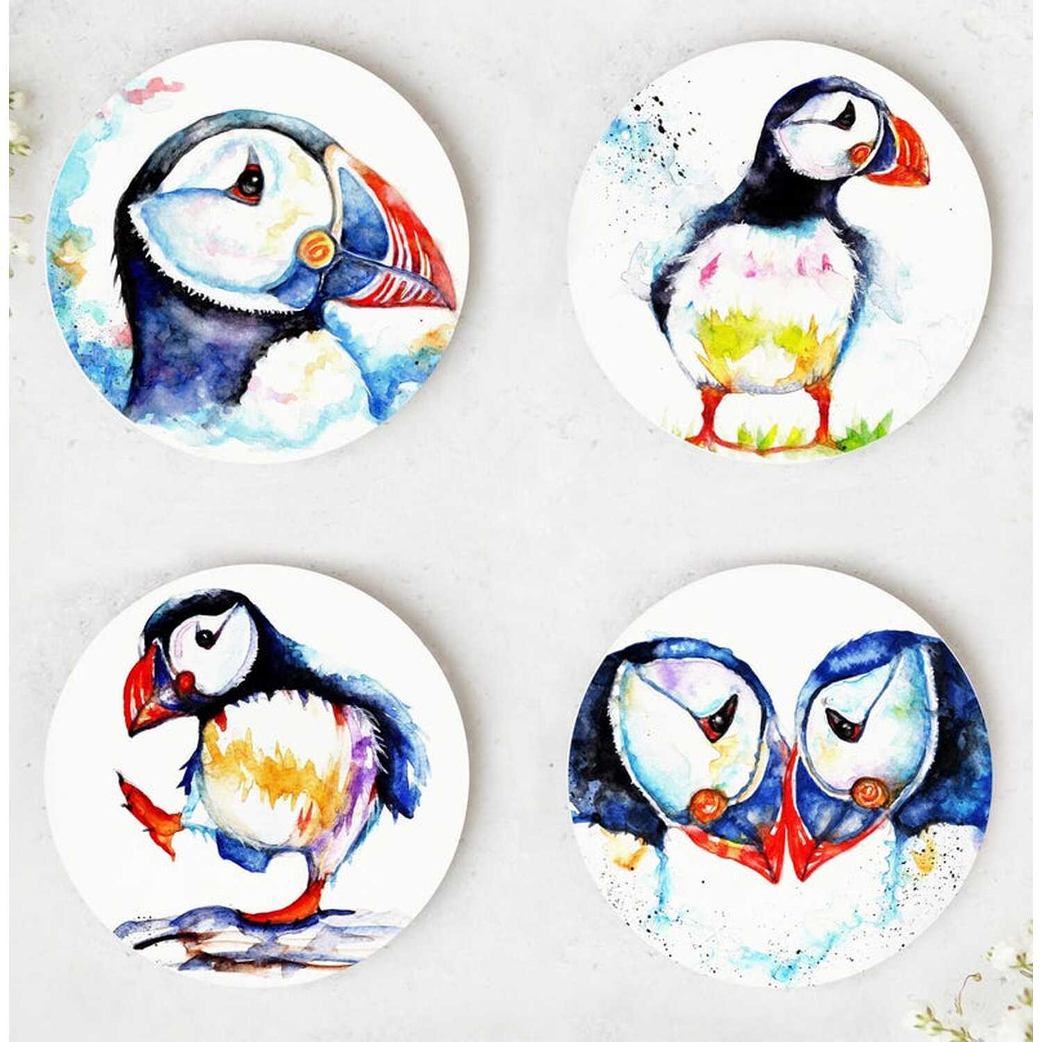 Image of Puffin Coasters - Blue