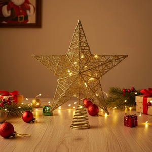 Glitter Star Christmas Tree Topper with LED Light String